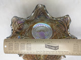 9x3.5 Ruffle Bowl Carnival Glass Pressed