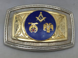 Mason Belt Buckle G Square Compass Shriner Sword Crescent Star Double Eagle 32 Degree Masonic
