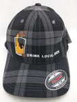 S/M Idaho Beer Hat Drink Local Brew Cap Flexfit Grey Black Plaid