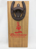 Horseshoe Bottle Opener Budweiser Clydesdales Wooden Wall Mount