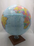 12" Blue Replogle Table Globe World Nation Metal Axis Wood Base