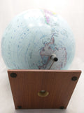 12" Blue Replogle Table Globe World Nation Metal Axis Wood Base
