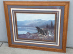 Bears Camping Michael Coleman Print Oak Frame