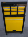 Yellow Stanley Tool Chest Roller Cart Box 2 Section