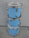 3 Blue Drum Set AS-IS Painted Wood Wooden CB Remo