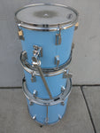 3 Blue Drum Set AS-IS Painted Wood Wooden CB Remo
