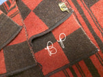 Baron Plaid Blanket Brigham UT Wool Woolen Mill VTG Red Black Checker Hunter Throw