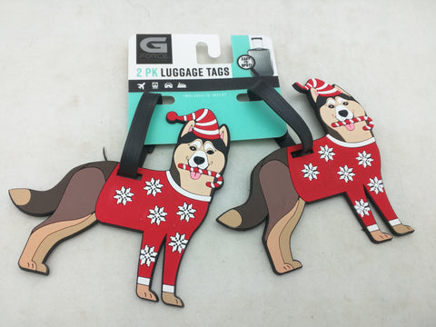 NEW 2 German Shepherd G Force Luggage Tag Akita Husky PVC ID Travel Christmas