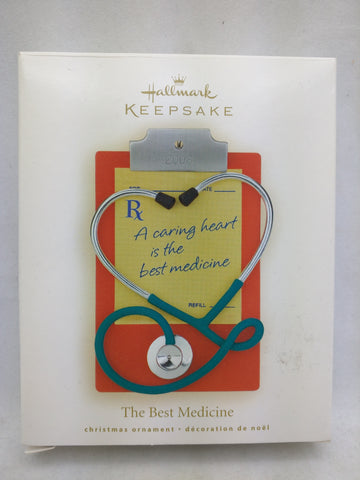 2008 Ornament Best Medicine Stethoscope Clipboard Doctor Nurse Hallmark Keepsake