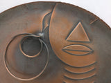 14" REBAJES AFRICAN WOMAN COPPER TRAY MID CENTURY MODERNIST WALL PLAQUE VTG RARE Art