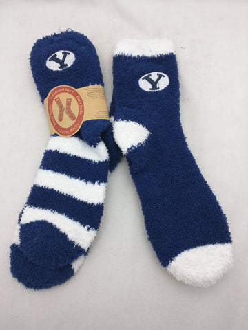 NEW 3 Pair BYU Socks Women Argyle Soft Fuzzy Brigham Young University Winter Dongel Bay