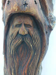 12” Wood Spirit Hand Wall Art Druid Old Man Tree Face Wizard Carving Branch Signed