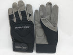 NEW XL Komatsu Work Gloves Grey Black NWOT