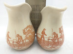 2 Wallace China Western Cowboy Miniture Creamer Syrup Pitcher 9-K Cali USA Pottery