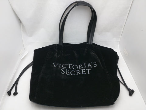 Black Velvet Victoria Secret Tote Purse Handbag Bag Women