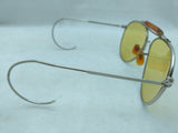 Yellow Tint Lens Ear Hook Avaitor Sunglasses Vintage Pilot Style