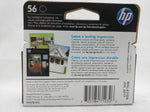 56 Black Jul 2017 EXPIRED HP Ink Injet Printer Cartridge NOS Genuine