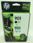 901 Black Tri-Color Jul 2016 EXPIRED HP Ink Injet Printer Cartridge NOS Genuine
