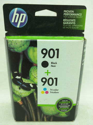 901 Black Tri-Color Jul 2016 EXPIRED HP Ink Injet Printer Cartridge NOS Genuine