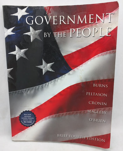 Government by the People 4th Fourth Brief Edition Burns Peltason Cronin Magleby O'Brien 9780130749390 9780130315748