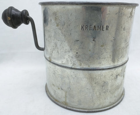 Kreamer 2 Sifter 1920's Vintage Heavy Steel Black Wood Handle Kitchen Use Flour