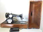 15J Singer Bentwood Wood Dome Case Sewing Machine 160809 Working