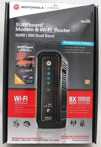 Motorola Arris SURFboard SBG6580 DOCSIS Cable Modem N300 Dual Band WiFi Router