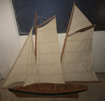 30" Wood Sailboat Wooden Cloth Sail Boat Model Display Yacht Nautical