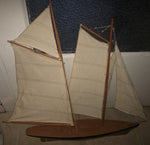 30" Wood Sailboat Wooden Cloth Sail Boat Model Display Yacht Nautical