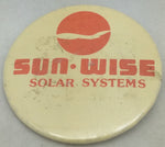 Button Sun Wise Solar Systems Vintage Conservation Renewable Energy Power