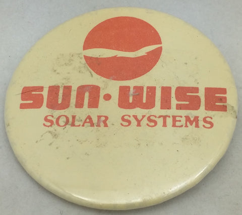Button Sun Wise Solar Systems Vintage Conservation Renewable Energy Power