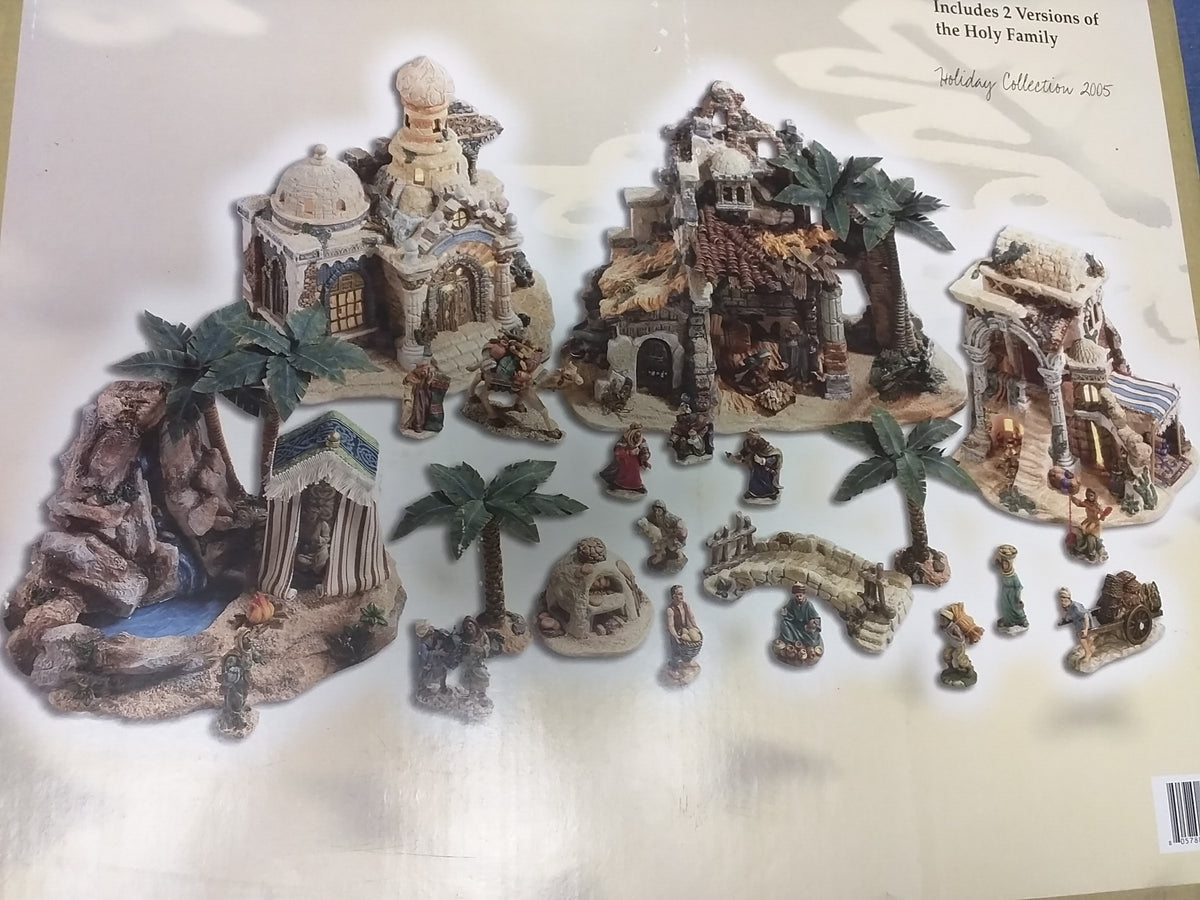 Porcelain Bethlehem Village Nativity Set W 22 Resin Figures 2005 Rare Pocatello Market