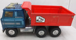 1970s ERTL Dump Truck International Steel TRANSTAR Orange Blue Automatic Vintage