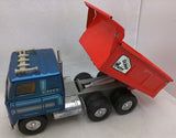 1970s ERTL Dump Truck International Steel TRANSTAR Orange Blue Automatic Vintage