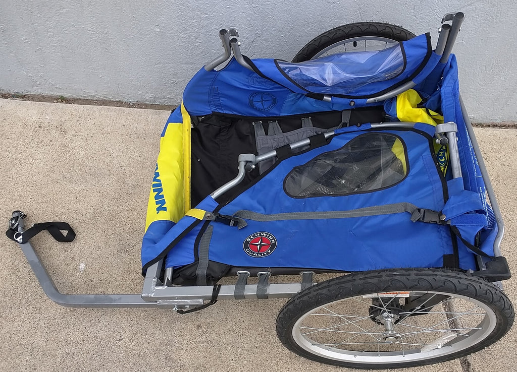 schwinn spirit bicycle trailer Schwinn Bike Trailer Blue Yellow Cargo 2 Kids Folding Collapsible – Pocatello Market