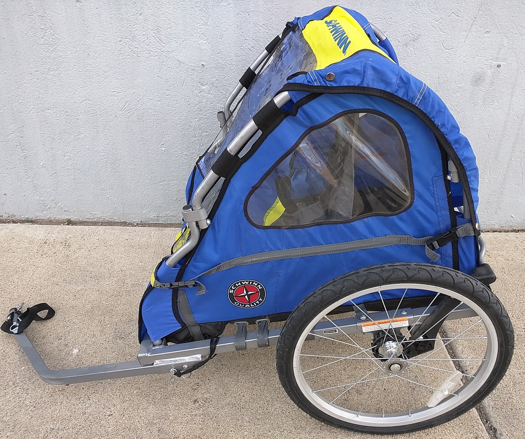 schwinn bicycle trailer stroller Schwinn Bike Trailer Blue Yellow Cargo 2 Kids Folding Collapsible – Pocatello Market