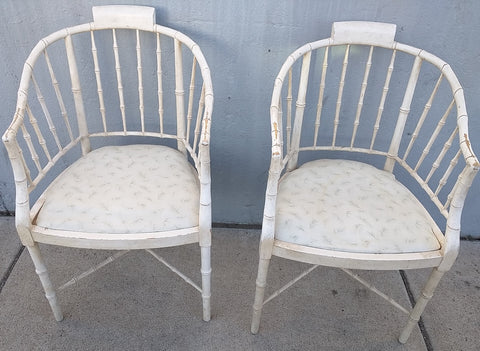2 Baker Furniture Company English Regency Faux Bamboo Arm Chair