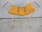 Wire Vanity Chair Hollywood Regency Gold Curved Stool Princess Tone Vintage Metal Bench