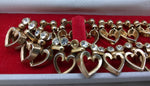 AS-IS 1950s Trifari Queen of Hearts Rhinestone Gold Tone Heart Link Necklace 14.5" L