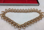 AS-IS 1950s Trifari Queen of Hearts Rhinestone Gold Tone Heart Link Necklace 14.5" L