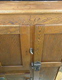 1919 3 Door Antique Oak Wooden Ice Box Cabinet Vintage Icebox Chest Wood Refrigerator