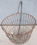 Potato Harvest Wire Basket Metal Vintage Original Farmhouse Decor Carrier Farm