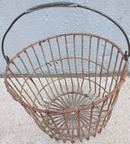 Potato Harvest Wire Basket Metal Vintage Original Farmhouse Decor Carrier Farm