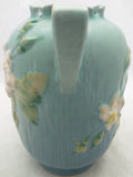 AS-IS 6" Double Handle Roseville Pottery Blue w/ Whit Flowers 1940 Vase 979-6