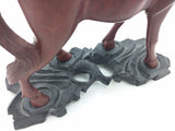 Chinese Horse Carving Wood Glass Eyes Wooden 1946 Stand Vintage Wang Mu Huang