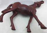 Chinese Horse Carving Wood Glass Eyes Wooden 1946 Stand Vintage Wang Mu Huang