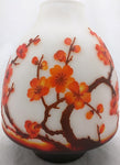 Emile Galle STYLE Cut Cameo Art Glass Vase Vintage Cherry Blossom Signed