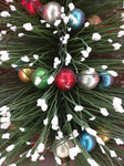 ST NICK 13" BOTTLE BRUSH CHRISTMAS TREE W BOX MICA MERCURY ORNAMENTS HAHN CO Vintage