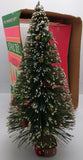 ST NICK 13" BOTTLE BRUSH CHRISTMAS TREE W BOX MICA MERCURY ORNAMENTS HAHN CO Vintage