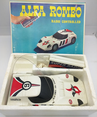 Alfa-Romeo 1600 Scarabeo Remote Control Car White Vintage R/C Taiwan 1979